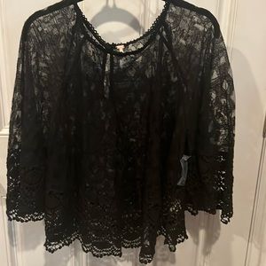 Free People Black Lace Top
